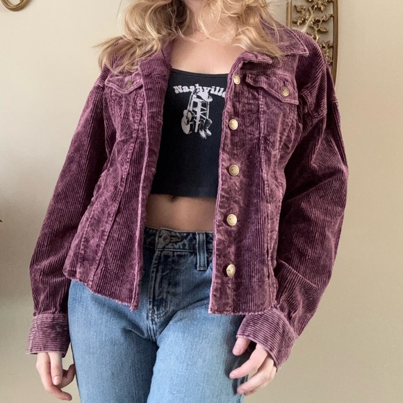 Purple velvet/corduroy jacket - Picture 2 of 9